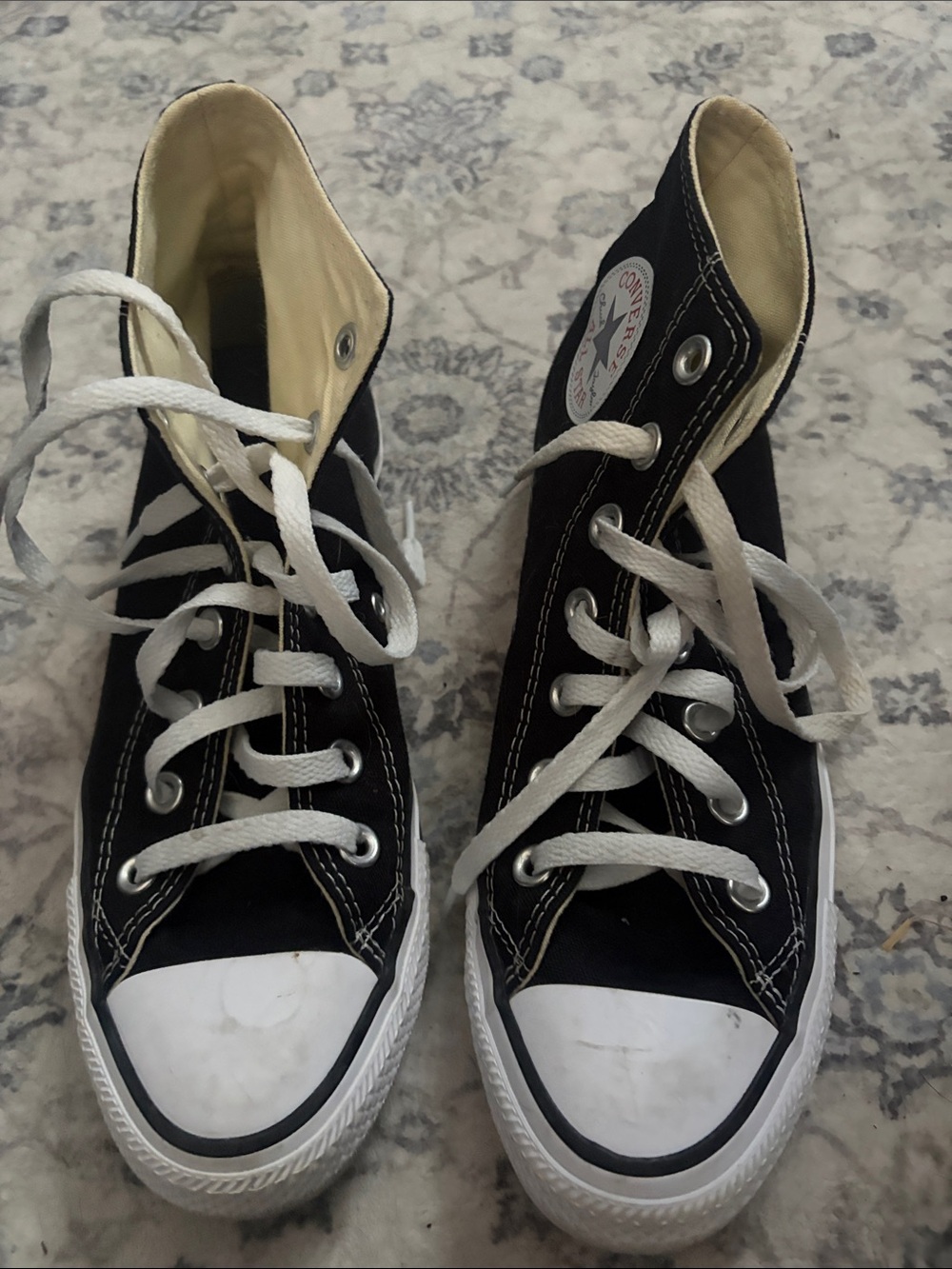 Converse Black High Top Canvas Sneakers with White Laces